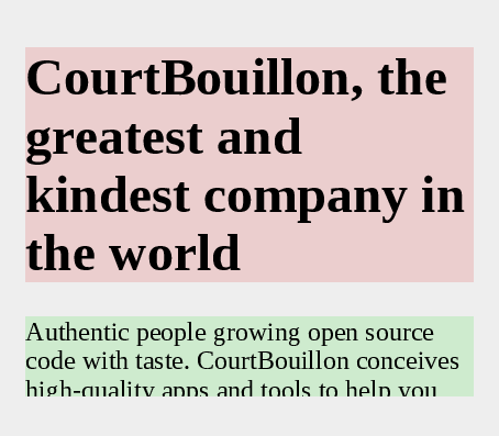 A poster describing CourtBouillon, with overflow property set to hidden