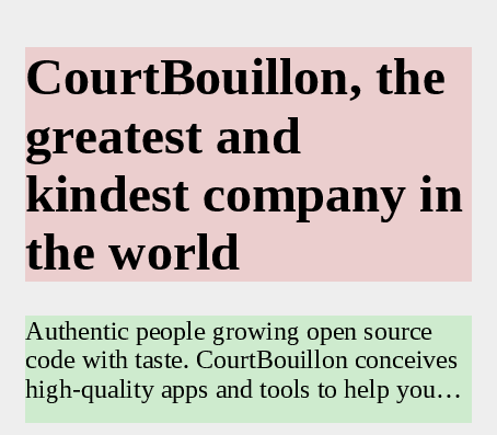 A poster describing CourtBouillon, with ellipsis