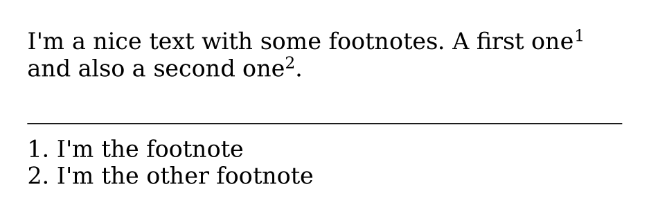 Block footnotes Example of footnotes displayed as block