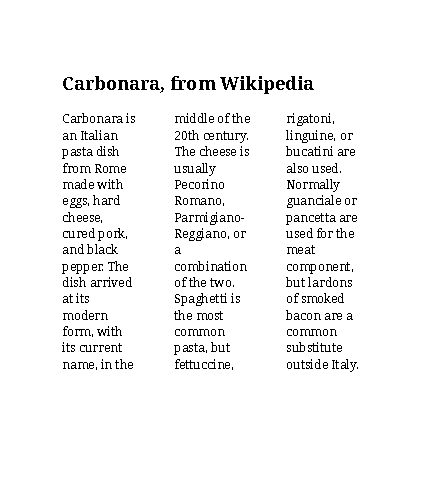 Article on three columns with title across all the column Article displayed on three columns with a title across all the columns