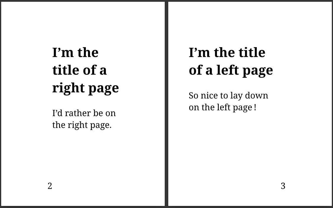 Left and right pages with different page margins