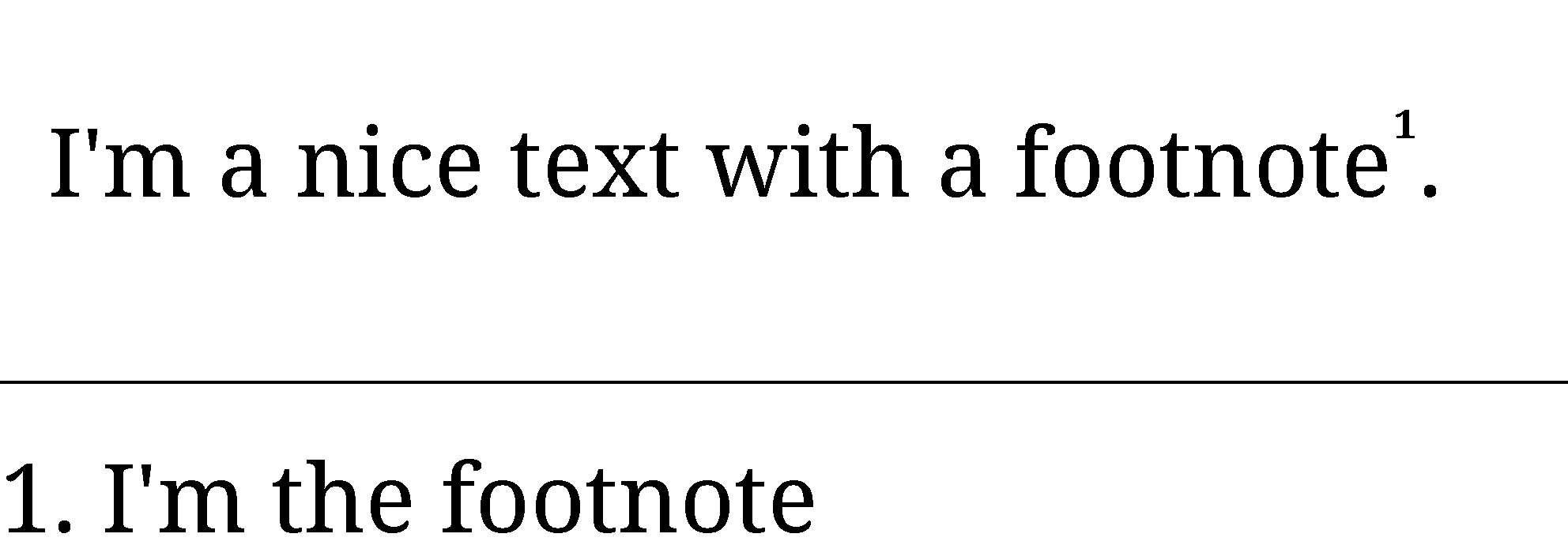 A footnote with a top border Example of a footnote