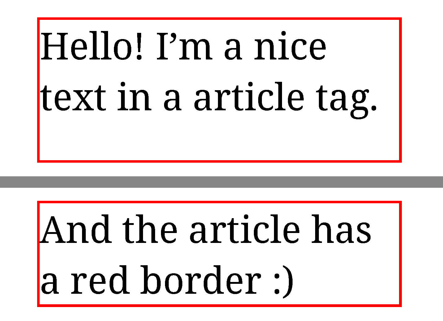 An article with borders repeated across page break Example of an article with borders repeating on page break