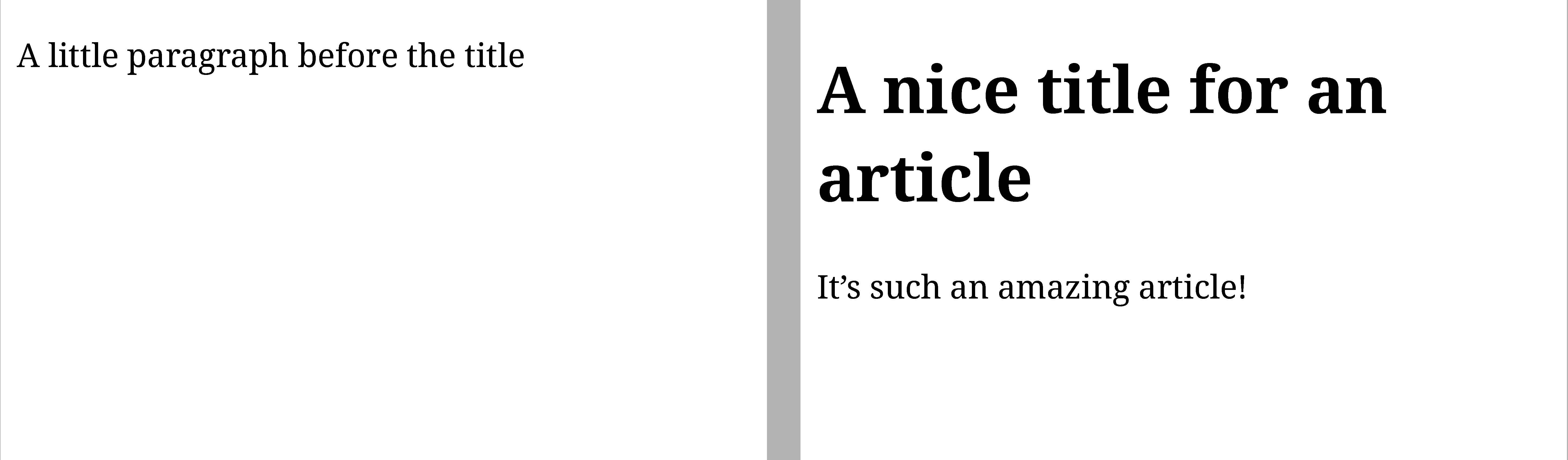 Two pages with a page break before the article title